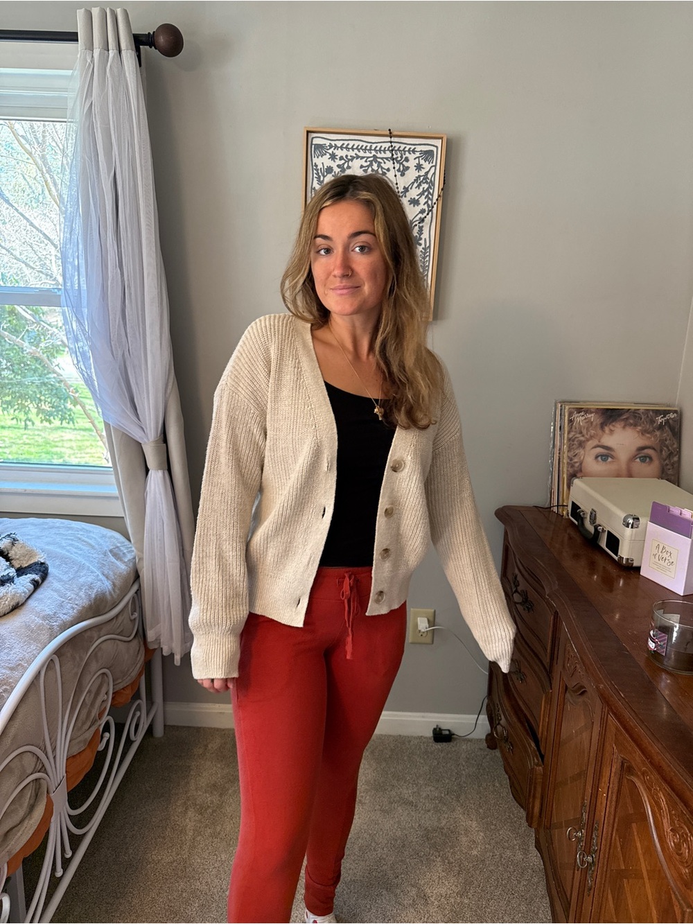 Old Navy Cream Button-Up Women's Cardigan